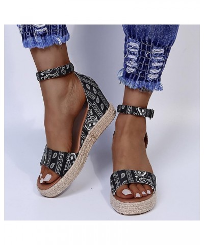 Women Solid Suede Roman Style Platform Sandals Buckle Strap Super High Heel Dressy Shoes Fish Mouth Slip on Wedge Sandals Bla...