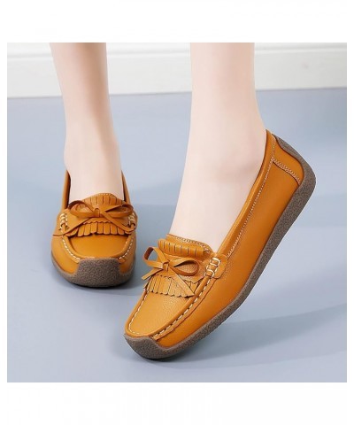 Tassel Decoration Slip On Women Comfort Walking Flat Loafers Casual Shoes Driving Loafers Walking Shoes Wedge Wide Foot Yello...