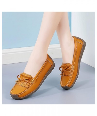 Tassel Decoration Slip On Women Comfort Walking Flat Loafers Casual Shoes Driving Loafers Walking Shoes Wedge Wide Foot Yello...