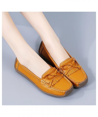 Tassel Decoration Slip On Women Comfort Walking Flat Loafers Casual Shoes Driving Loafers Walking Shoes Wedge Wide Foot Yello...