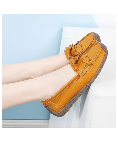 Tassel Decoration Slip On Women Comfort Walking Flat Loafers Casual Shoes Driving Loafers Walking Shoes Wedge Wide Foot Yello...