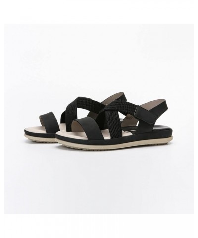 Women's Flat Sandals Sandals Women Flat Bottomed Roman Fashion Beach Sandals Women Shoes Flat Female Sandals Black 8 $17.55 S...