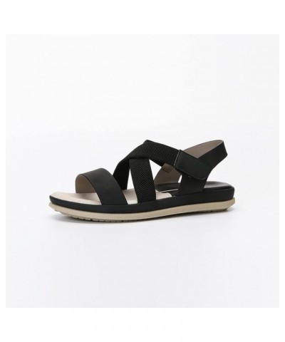 Women's Flat Sandals Sandals Women Flat Bottomed Roman Fashion Beach Sandals Women Shoes Flat Female Sandals Black 8 $17.55 S...