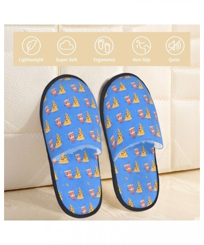 Unisex Indoor Slip-On Furry Slipper Funny Cocktail And Slice Pizza Womens House Cozy Slippers With Anti-Skid Eva Sole $11.73 ...