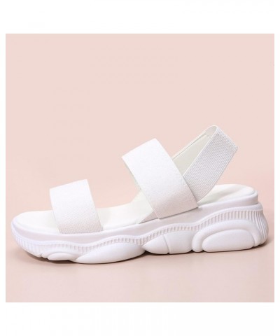 Platform Wedge Booties For Women Platform Women Heels Women'S Slide Sandals Women Casual Wedge Heeled Sandals White-j $10.05 ...