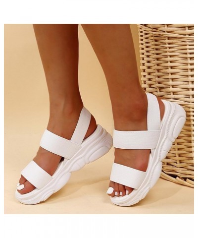 Platform Wedge Booties For Women Platform Women Heels Women'S Slide Sandals Women Casual Wedge Heeled Sandals White-j $10.05 ...