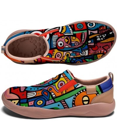 Slip-On Loafers for Women Art Painted Fashion Leather Shoes Lightweight Comfort Ladies Travel Sneaker Abstract Figures-02 $29...