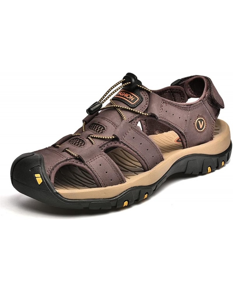 Leather Mens Beach Shoes Summer Outdoor Sandals and Slippers 11 Coffee $25.37 Sandals