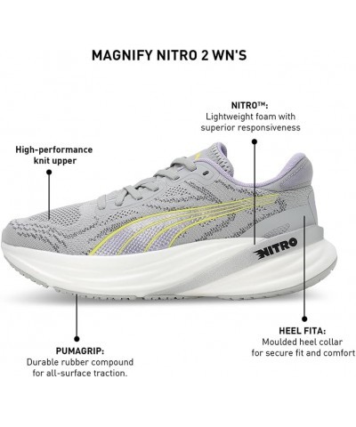 PUMA(プーマ) Women's Running Shoe Ash Gray-white-yellow Burst-vivid Violet $73.41 Outdoor Shoes