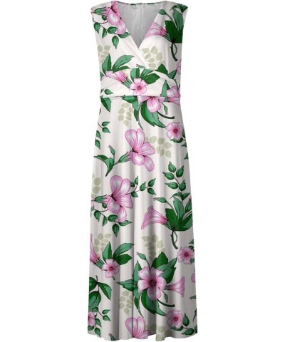 Womens Summer Maxi Dress Deep V Neck Floral Printed High Waist Beach Long Maxi Flowy Trendy Cruise Wear 2024 A04 Pink $10.99 ...