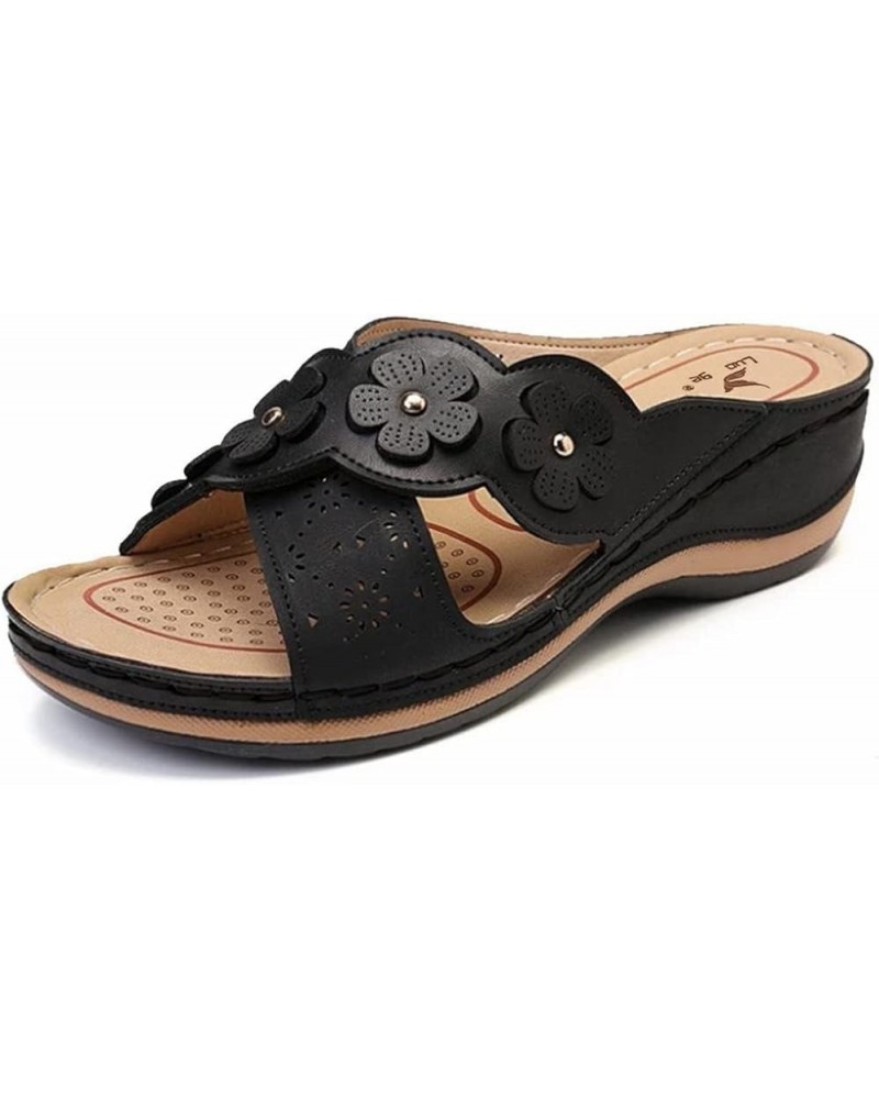 Casual Sandals Women's Wedges Shoes Floral Fashion Slippers Outdoor Ladies Women's slipper Women's Summer Slippers Black $13....