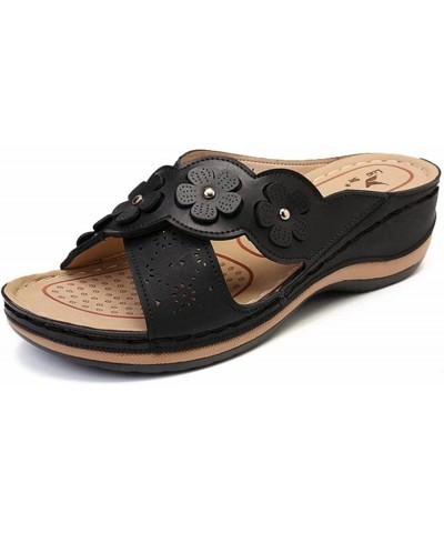 Casual Sandals Women's Wedges Shoes Floral Fashion Slippers Outdoor Ladies Women's slipper Women's Summer Slippers Black $13....