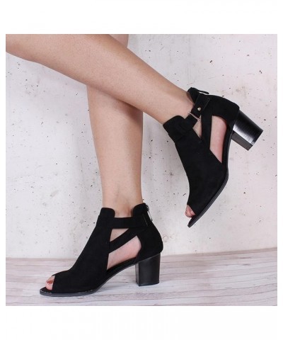 Women Sandals Summer Out Hollow Fashion Spring Mouth Shoes Sandals Fish Ladies sandals Dress Casual Sandals Comfy Black $19.0...