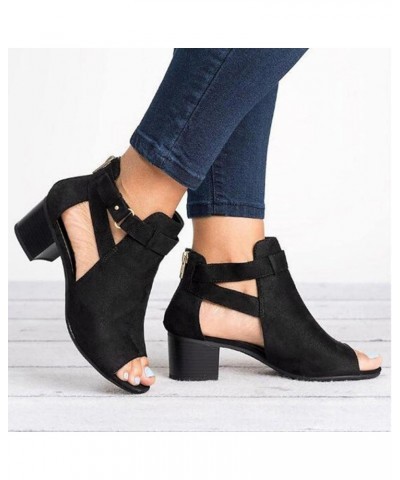 Women Sandals Summer Out Hollow Fashion Spring Mouth Shoes Sandals Fish Ladies sandals Dress Casual Sandals Comfy Black $19.0...