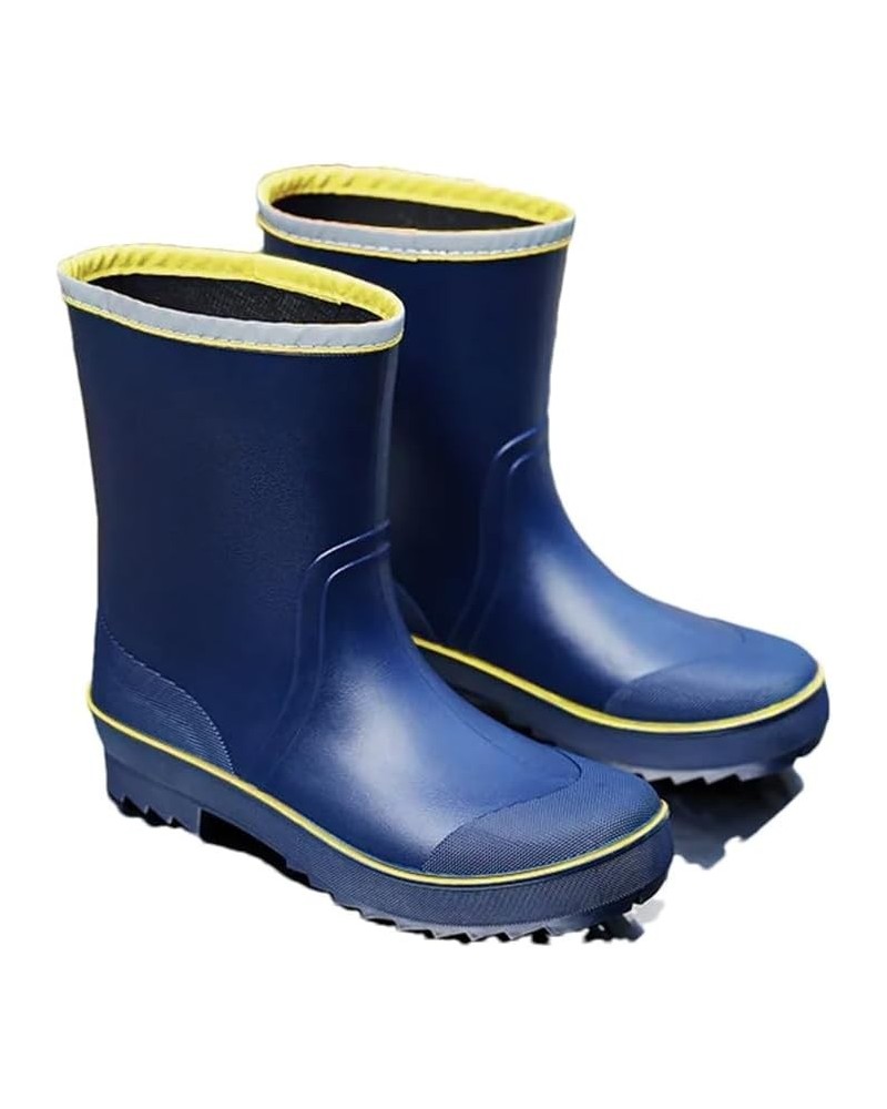 Men Rubber Rain Boots Anti- Skid Waterproof Fishing Shoes With Plush Warm Male Mid-Calf Work Boot Yellow-blue $43.29 Outdoor ...