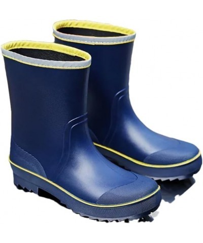 Men Rubber Rain Boots Anti- Skid Waterproof Fishing Shoes With Plush Warm Male Mid-Calf Work Boot Yellow-blue $43.29 Outdoor ...