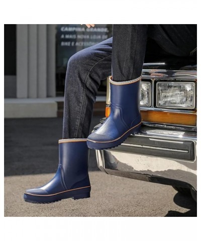 Men Rubber Rain Boots Anti- Skid Waterproof Fishing Shoes With Plush Warm Male Mid-Calf Work Boot Yellow-blue $43.29 Outdoor ...