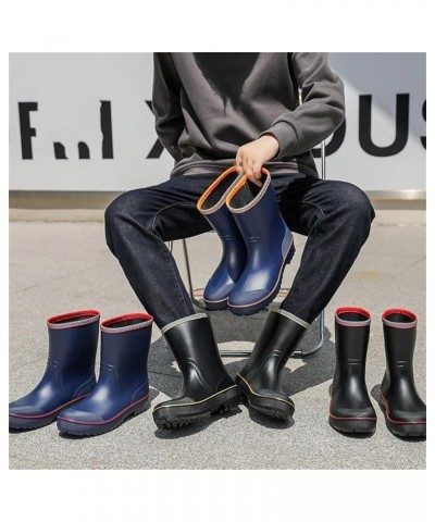 Men Rubber Rain Boots Anti- Skid Waterproof Fishing Shoes With Plush Warm Male Mid-Calf Work Boot Yellow-blue $43.29 Outdoor ...