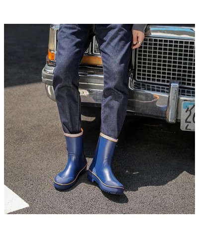 Men Rubber Rain Boots Anti- Skid Waterproof Fishing Shoes With Plush Warm Male Mid-Calf Work Boot Yellow-blue $43.29 Outdoor ...