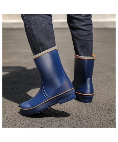 Men Rubber Rain Boots Anti- Skid Waterproof Fishing Shoes With Plush Warm Male Mid-Calf Work Boot Yellow-blue $43.29 Outdoor ...