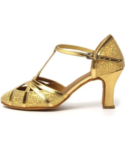 JUODVMP Women's Ballroom Dance Shoes Split Flex Dance Heels Giltter Dance Heels,FT070-C Ft070-c-gold-3"heel Suede Sole $19.80...