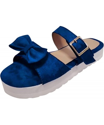 For Women Flops Fashion Strap Shoes Women's Buckle Flip Shoes Summer Wedges Sandals Sandals Womens Size 7 Sandals X02-blue $1...