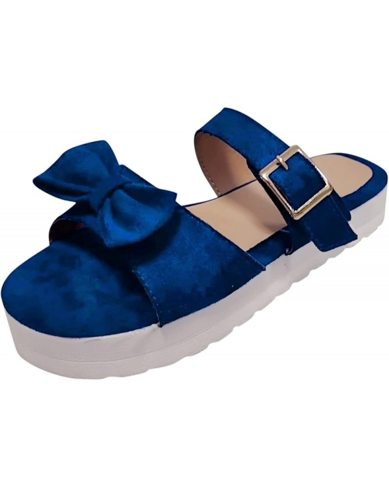 For Women Flops Fashion Strap Shoes Women's Buckle Flip Shoes Summer Wedges Sandals Sandals Womens Size 7 Sandals X02-blue $1...