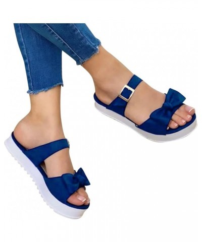 For Women Flops Fashion Strap Shoes Women's Buckle Flip Shoes Summer Wedges Sandals Sandals Womens Size 7 Sandals X02-blue $1...