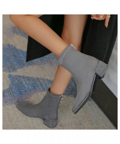 Ankle Boots Chunky Heel Cowboy Boots Boots for Women Knee High Sexy Fashion Bow Snow Boots Grey-1 $19.11 Boots