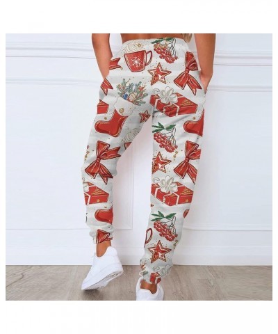 Womens Christmas Print High Waist Trousers Autumn Winter Elastic Sweatpants Sport Pocket Drawstring Pants 1-multicolor $12.72...