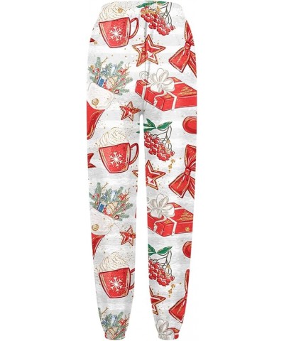 Womens Christmas Print High Waist Trousers Autumn Winter Elastic Sweatpants Sport Pocket Drawstring Pants 1-multicolor $12.72...