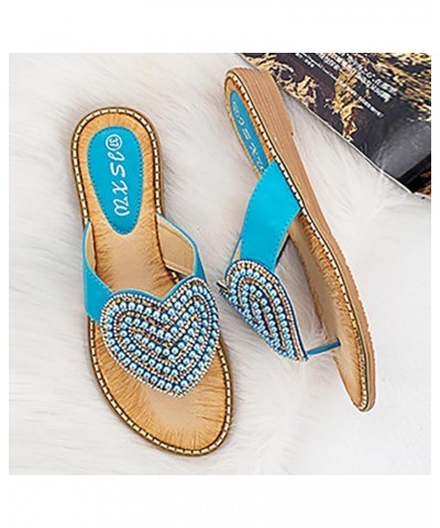 Women's Round Toe Fashionable Love Diamond Pearl Sandals Womens Slippers Size 10 Leather Soles (Blue, 9) 8.5 Blue $29.87 Slip...