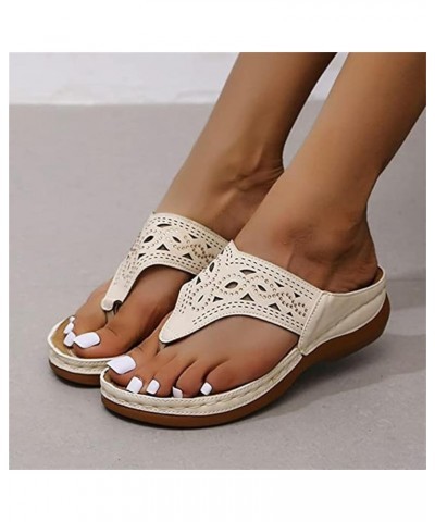 Flip Flops For Women With Arch Support Dressy Summer Orthopedic Low Wedge Comfortable Hiking Walking Sandals Begie $14.27 San...