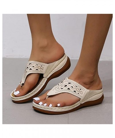 Flip Flops For Women With Arch Support Dressy Summer Orthopedic Low Wedge Comfortable Hiking Walking Sandals Begie $14.27 San...