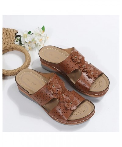 Women's Mules Slippers Sandals Summer Platform Casual Floral Fish Mouth Sandals Comfortable Arch Support Wedge Faux Leather S...