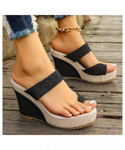 Slippers With Arch Support Home Platform Sandals Women Clear Sandals Black $13.33 Sandals