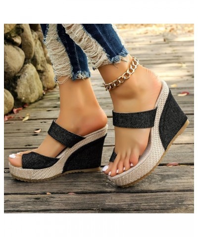 Slippers With Arch Support Home Platform Sandals Women Clear Sandals Black $13.33 Sandals