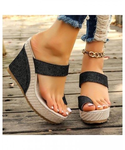 Slippers With Arch Support Home Platform Sandals Women Clear Sandals Black $13.33 Sandals