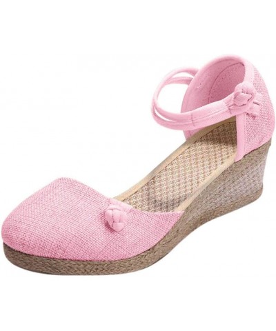 Women's Strappy Lace Up Thong Ankle Strap Summer Low Heels Sandals Arch Support Orthopedic Slides Shoe 159-htrns-pink-a $9.63...