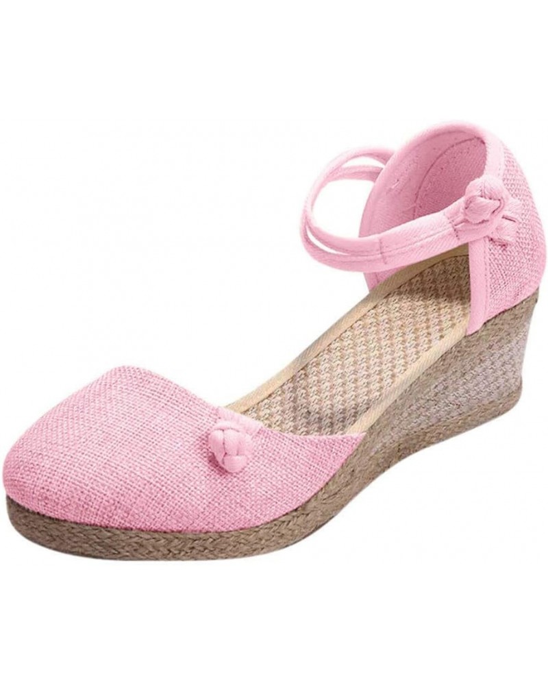 Women's Strappy Lace Up Thong Ankle Strap Summer Low Heels Sandals Arch Support Orthopedic Slides Shoe 159-htrns-pink-a $9.63...