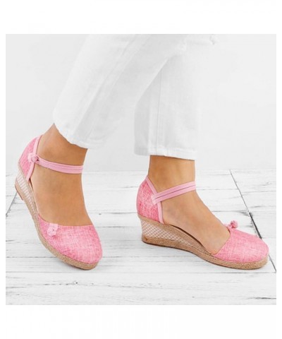 Women's Strappy Lace Up Thong Ankle Strap Summer Low Heels Sandals Arch Support Orthopedic Slides Shoe 159-htrns-pink-a $9.63...