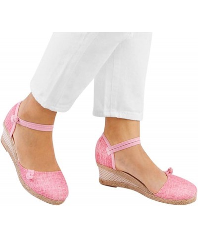 Women's Strappy Lace Up Thong Ankle Strap Summer Low Heels Sandals Arch Support Orthopedic Slides Shoe 159-htrns-pink-a $9.63...