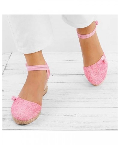 Women's Strappy Lace Up Thong Ankle Strap Summer Low Heels Sandals Arch Support Orthopedic Slides Shoe 159-htrns-pink-a $9.63...