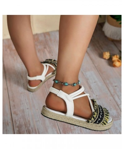 Ladies Shoes Linen Platform Sandals Comfortable Soft Fashionable Beach Sandals Clog Sandals for Women White $22.04 Sandals