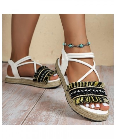 Ladies Shoes Linen Platform Sandals Comfortable Soft Fashionable Beach Sandals Clog Sandals for Women White $22.04 Sandals