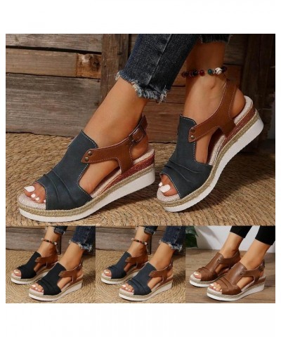 Platform Sandals Women Dressy, Comfortable Sandals for Women Espadrille Open Toe Platform Sandals with Buckle Strap Black $11...