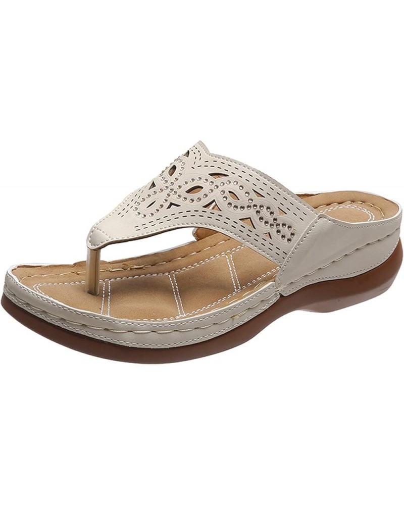 Beige Sandals for Women Slip in Shoes Women Casual Toe Wedges Sandals Sport Platforms Peep Fashion Shoes Women's Beach Casual...