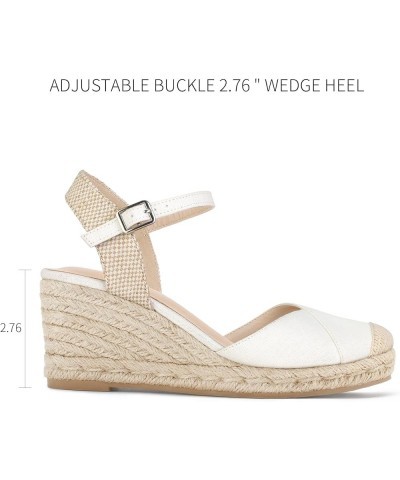 Women's Closed Toe Platform Sandals Summer Buckle Ankle Strap Espadrilles Wedge Sandals Off-white $21.19 Sandals