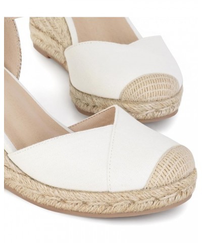 Women's Closed Toe Platform Sandals Summer Buckle Ankle Strap Espadrilles Wedge Sandals Off-white $21.19 Sandals