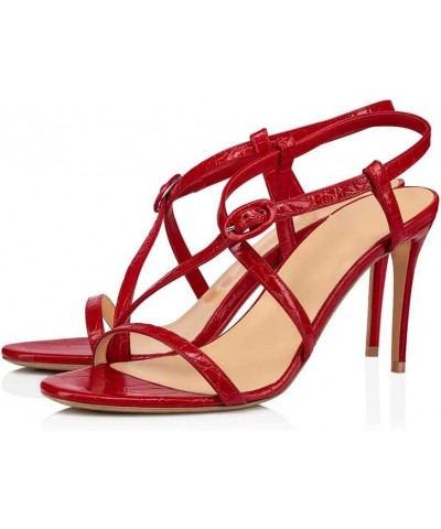 High Heels Women's Black Stiletto Sandals Plus Size Pointed Toe Open Toe-red||35 39 Red $34.04 Sandals